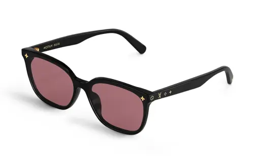 LOUIS VUITTON Acetate Irregular Shape Sunglasses Women's Black