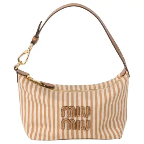 MIU MIU Spirit Fabric Handbag, Shoulder Bag Mini Women's Tan & Caramel