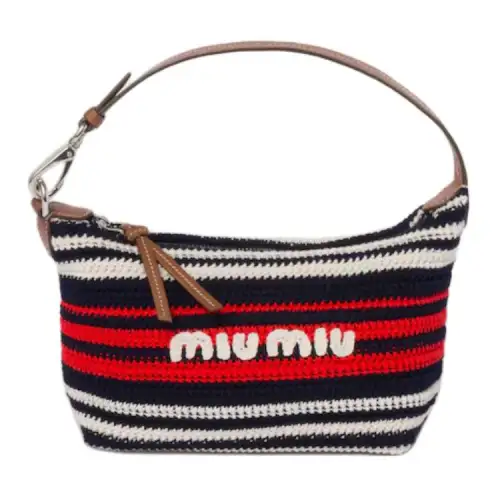 MIU MIU Leather Handbag Women's Blue & Red & White