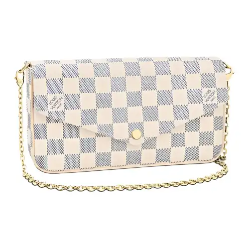 LOUIS VUITTON Pochette Felicie Coated Canvas With Cow Leather Shoulder Bag, Crossbody Bag Women's White