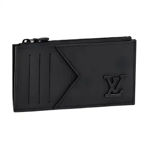 LOUIS VUITTON Leather Card Holder Men's Black