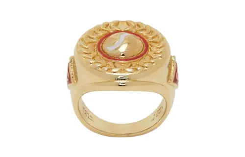 CASABLANCA Geometric design brass golden ring, men's style