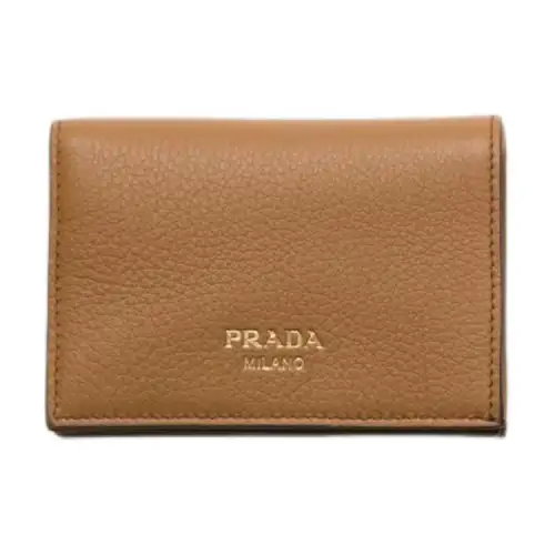 PRADA Leather Wallet Small Women's Caramel Brown