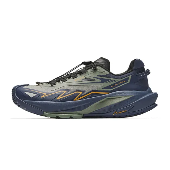 ANTA Tracking Running Shoes Men Low-Top Plain Jade Green/Basic Black
