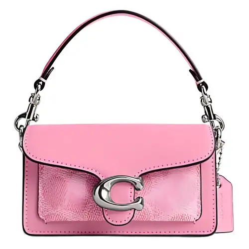 COACH Tabby Cow Leather With Artificial Leather Portable Crossbody Bag, Shoulder Bag Small Women's Fresh Pink