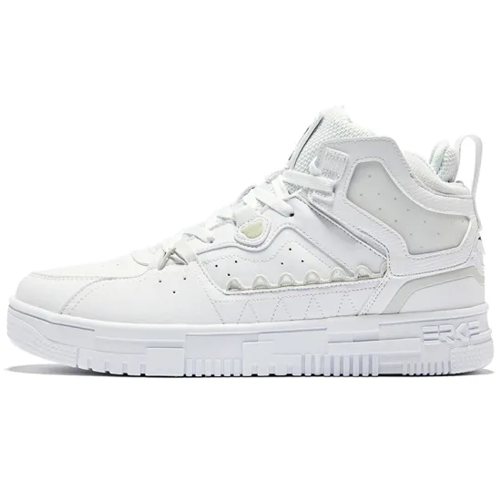 Erke Skateboard Shoes Men High-Top True White Jet Black