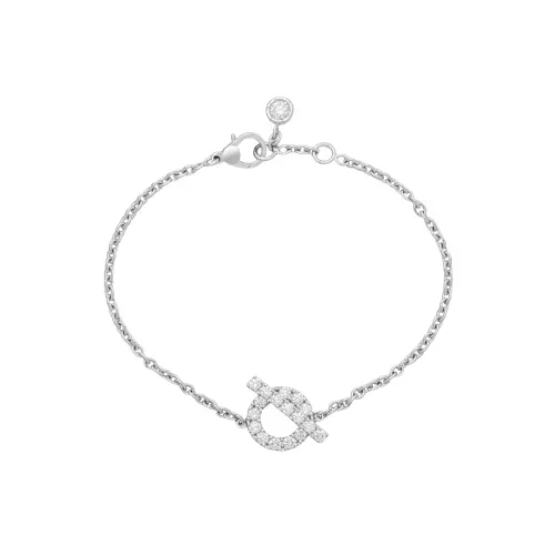 HERMES FINESSE Diamond Bracelets Women's Silver