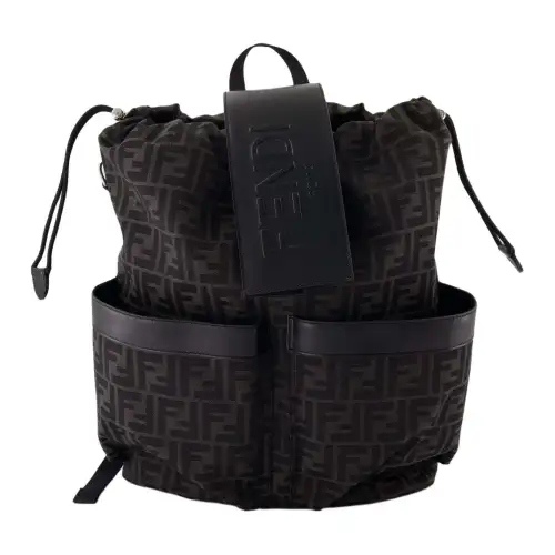 FENDI ROMA Cotton Backpack Medium Men's Black