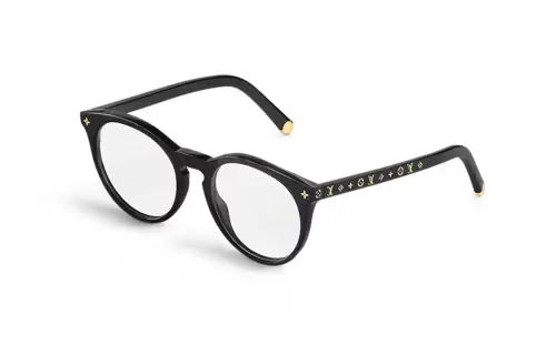 LOUIS VUITTON Acetate Metal Irregular Shape Eyeglass Frames Women's Black
