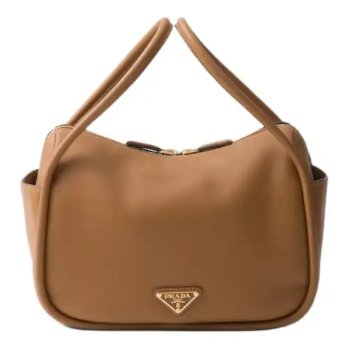 PRADA Leather Handbag Women's Caramel Brown