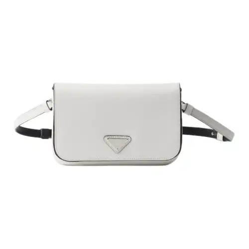 PRADA Saffiano Leather Crossbody Bag, Shoulder Bag Women's White
