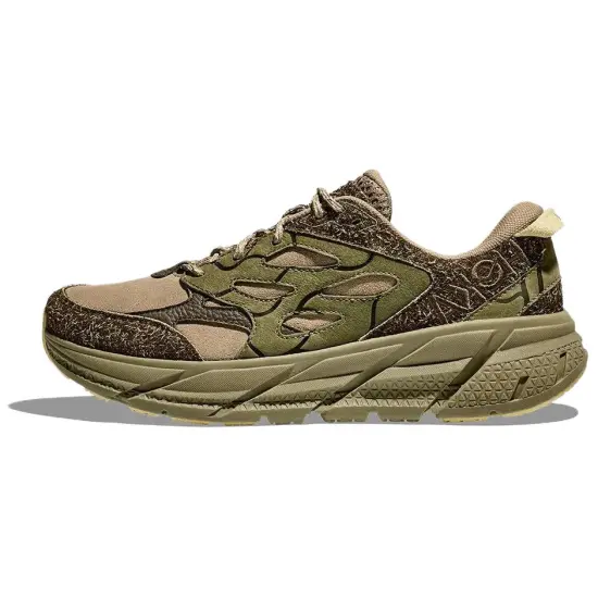 HOKA ONE ONE Clifton LS Running Shoes Men Low-Top Brown Green
