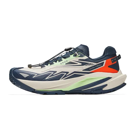 ANTA Running Shoes Men Low-Top Mud Sand Gray/Fluorescent Persimmon Red