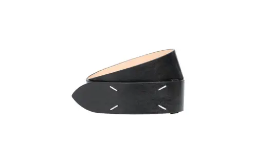 Maison Margiela Brand Logo Leather Belts Women's Black Width 4.5CM