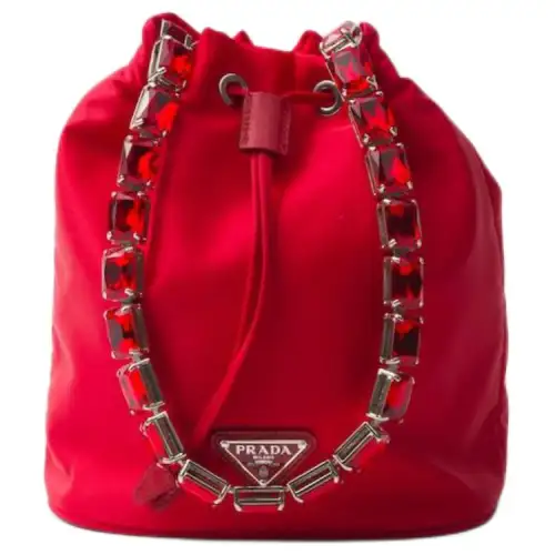PRADA Recycled Nylon Crossbody Bags Mini Women's Red