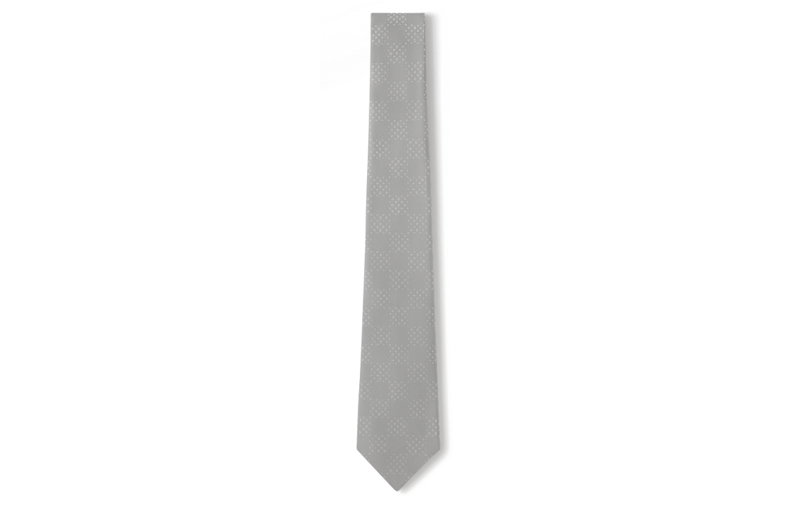 LOUIS VUITTON Damier Mulberry Silk Ties Unisex Gray