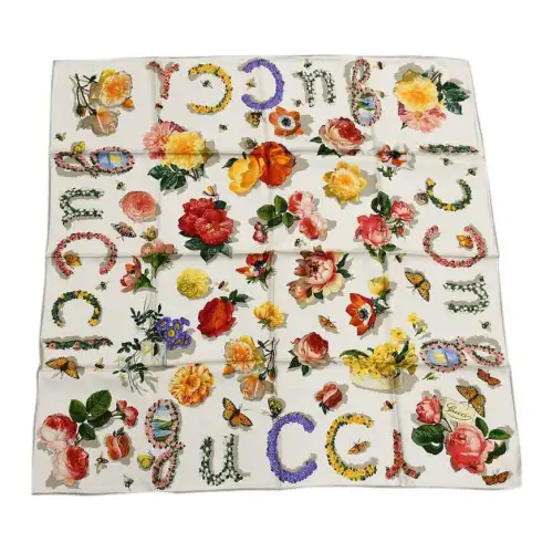 GUCCI Silk Scarves Women's White