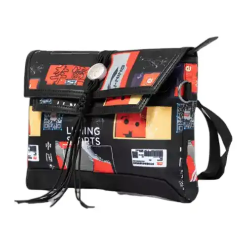 Li Ning Polyester Shoulder Bag, Crossbody Bag Unisex Black