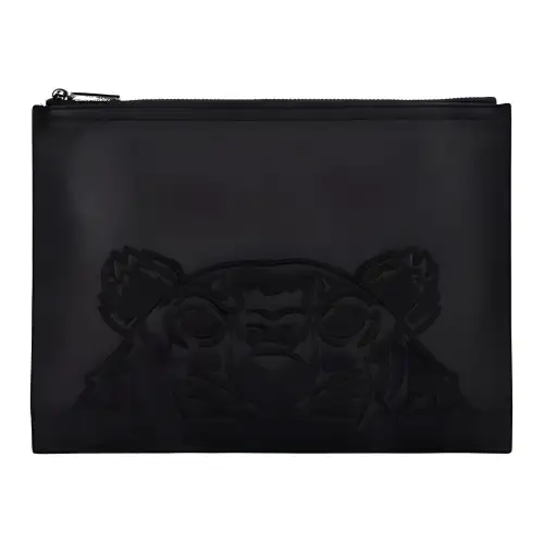 KENZO Cow Leather Handbag Clutch Men's Black