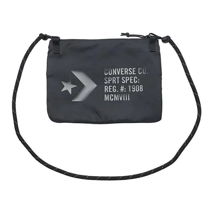 Converse Musette Zip Closure Polyester Crossbody Bag, Fanny Pack Regular Unisex Black