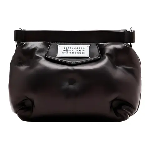 Maison Margiela Shiny Leather Chain Bag Crossbody Clutches Women's Black