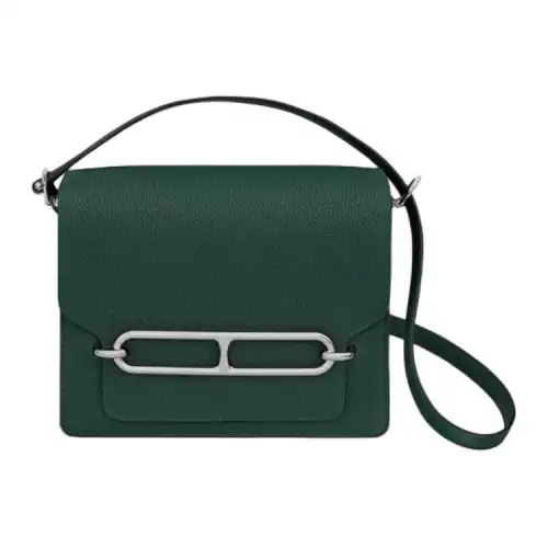 HERMES Roulis Taurillon Clemence Cow Leather Crossbody Bags Women's 6O Vert Cypress & Cyan & Pine Green