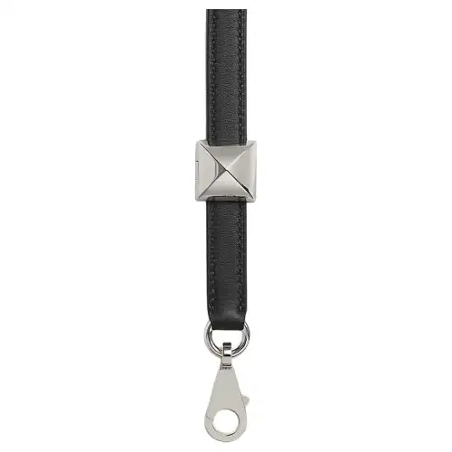 HERMES Clou Medor Silver Tone Buckle Swift Calfskin Bag Straps Women's 89 Noir Black