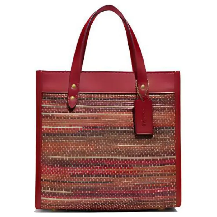 COACH Field Fabric With Leather Handbag, Shoulder Bag, Crossbody Bag Small Women's Brick Red