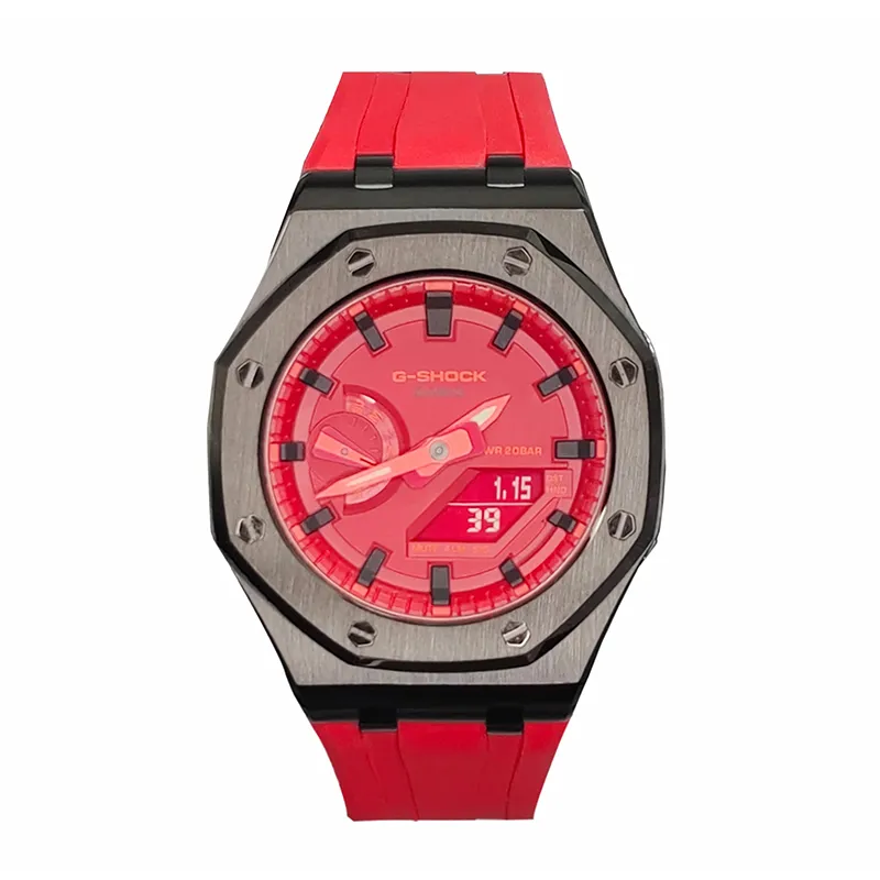 CASIO Men Liquid Crystal/Analog Dual Display Series 44mm Red Watch