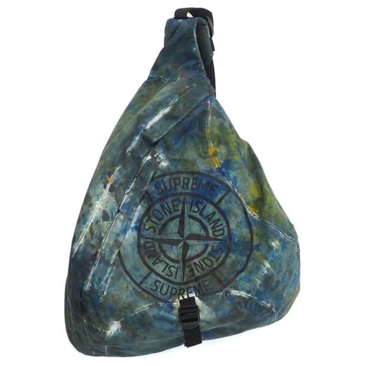Сумка Supreme x STONE ISLAND Nylon (черно-оранжево-зеленая)