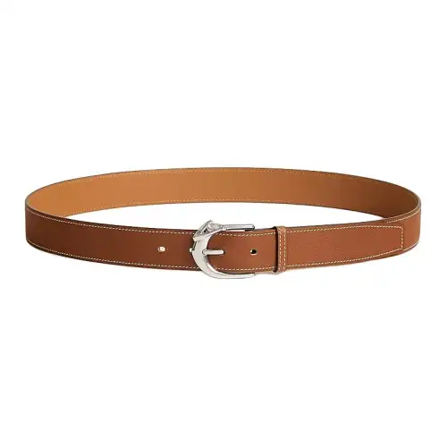 HERMES Rodeo Palladium Plated Calfskin Leather Belts Men's Width 3.2cm