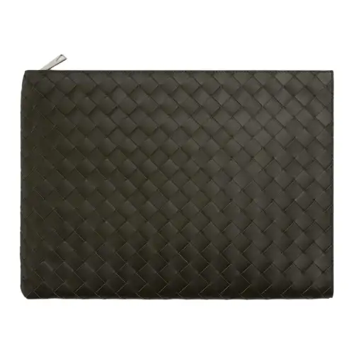 Bottega Veneta Calfskin Clutch Men's Dark Brown & Light Brown