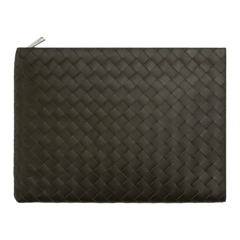 Bottega Veneta Calfskin Clutch Men's Dark Brown & Light Brown