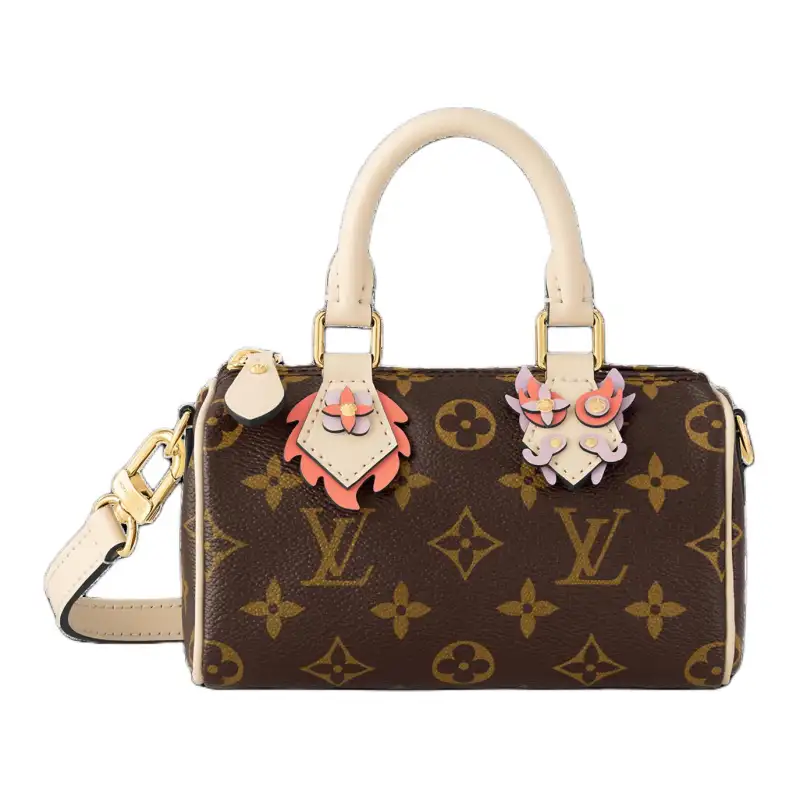 LOUIS VUITTON NANO SPEEDY Coated Canvas With Leather Shoulder Bag, Crossbody Bag, Handbag Extra Mini Women's Brown