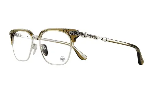 Chrome Hearts Plate And Metal Irregular Shape Eyeglass Frames Unisex Brown