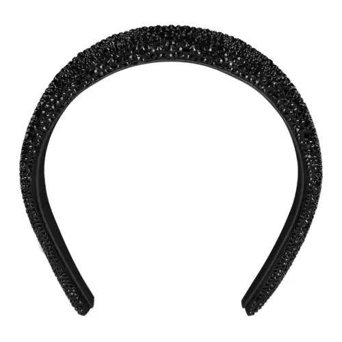 DIOR Cotton, Artificial Crystal, Polypropylene Fiber, Polyester, Cow Leather Headbands Women's Black