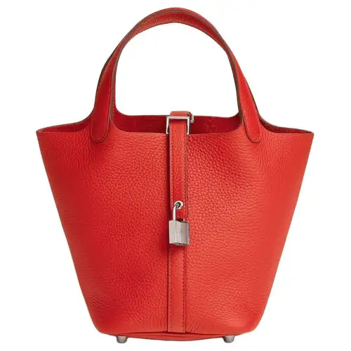 HERMES Picotin Lock Clemence Bullock Leather Basket Bag, Bucket Bag, Handbag 18 Women's