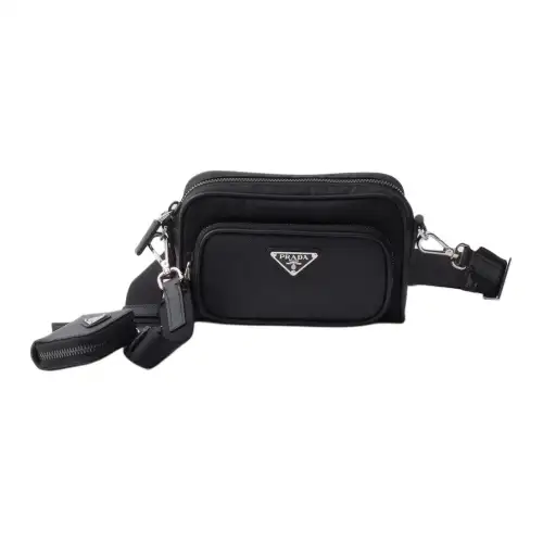 PRADA Saffiano Leather Crossbody Bag, Shoulder Bag Unisex Black