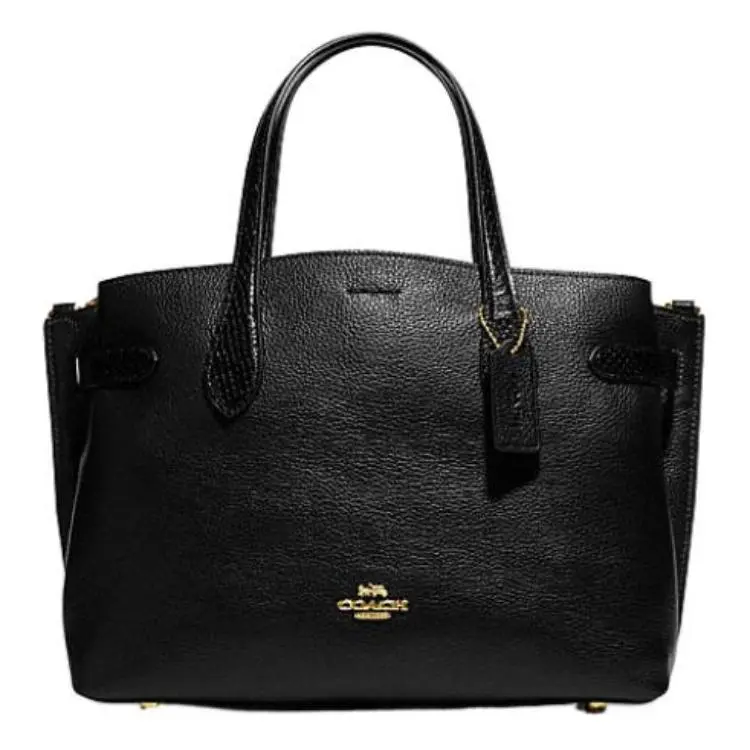 COACH Hanna Cow Leather Handbags Large Women's Black