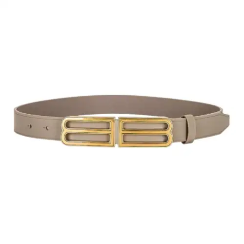 Balenciaga Logo Buckle, Smooth Buckle Leather Belts Women's Brown 3cm