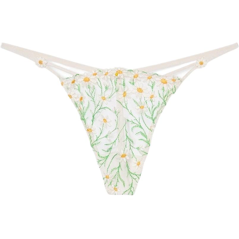 Victoria's Secret Victoria's Secret DREAM ANGELS Mesh embroidery low waisted / WE lightweight mesh low waisted thong women's 1 pack white embroidery