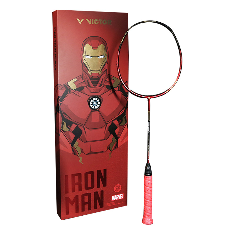 VICTOR x MANWEILIANMING IRON MAN METALLIC GB Full Carbon Badminton Rackets Offensive Type Heavy Head, Stiff Shaft