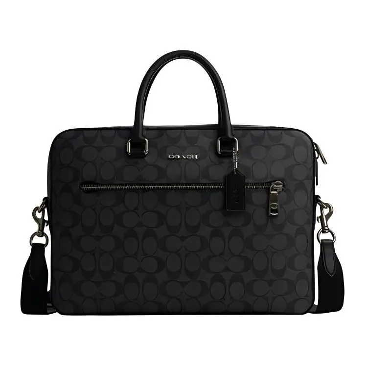 COACH ETHAN Artificial Leather Portable One Shoulder Crossbody Briefcase Large Men's Black
