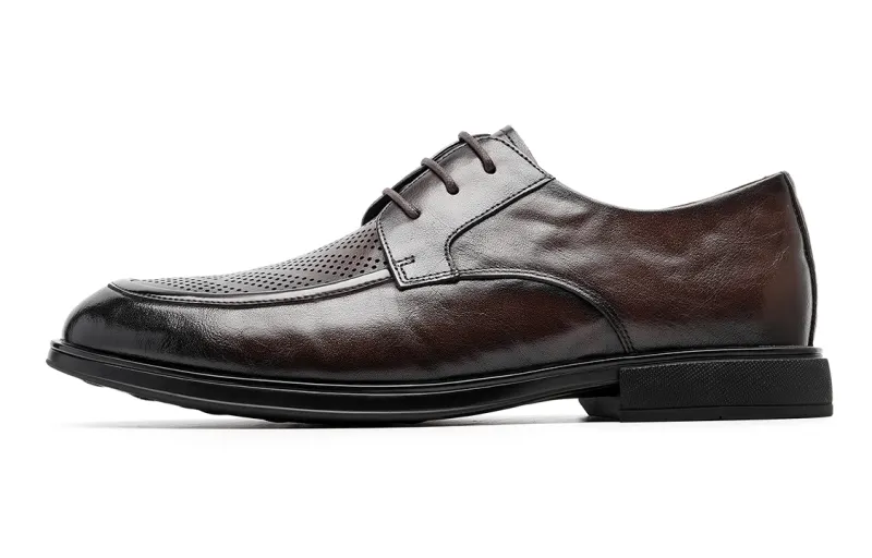 Qianbaidu C°BANNER cow leather business office wedding punching formal leather shoes men's brown