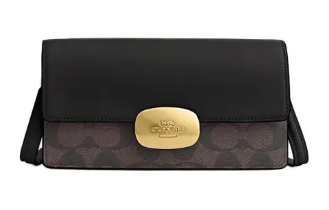 COACH Eliza Cow Leather With PVC Small Square Bag Shoulder Bag Small Women's Brown & Black