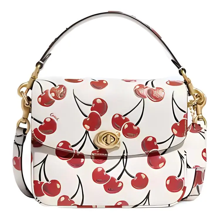 COACH Cassie Leather Handbag, Crossbody Bag Small Women's White Red