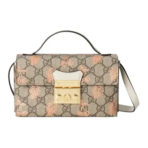 GUCCI Padlock Canvas With Leather Box Bag, Shoulder Bag, Crossbody Bag, Handbag Mini Women's
