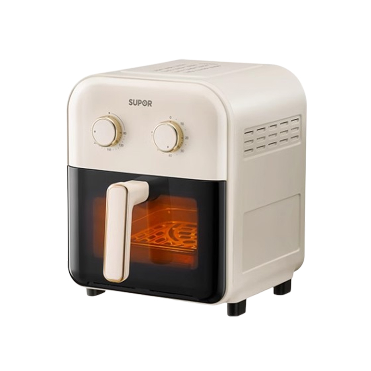 SUPOR air fryer, appointment timer visible window, all-metal inner cavity for baking without odor, visible baking without pulling out KJ50D862