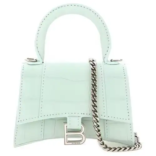 Balenciaga Hourglass Calfskin Hourglass Bag, Shoulder Bag, Crossbody Bag, Handbag Mini Women's Light Green