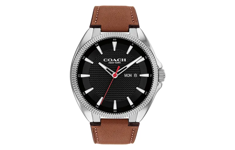 COACH JACKSON Wrist Watches Quartz Movement Leather Strap Black Dial Men's Watches 30m Water Resistant